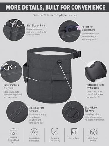 Molaxhome Waist Tool Apron with Multi-Pocket Adjustable Belt for Gardening — view 3