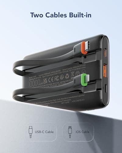 VEGER Power Bank Fast Charging 10000mAh,Portable Charger Built in Cables — view 2