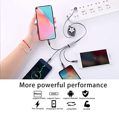 Amuvec Multi 4 in 1 Retractable Charger Cable, 3A Fast Phone Charging Cord — view 4
