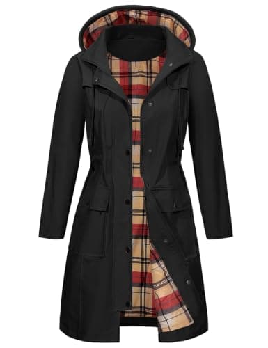 Tuopuda Womens Waterproof Jacket Long Raincoat with Hood for Hiking Travel