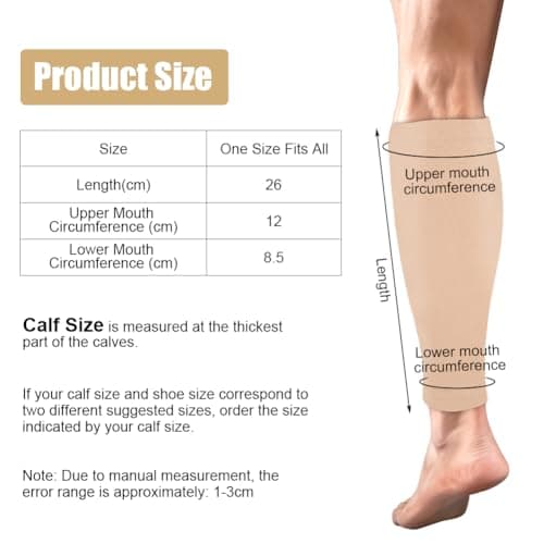ACWOO Calf Support Compression Sleeves for Women Men, 1 Pair 15-21mmHg Class 1 Shin Splints Brace Support for Torn Muscle Pain Relief, Cramps, Sprains, Footless Leg Socks for Running Sports Flight — view 2