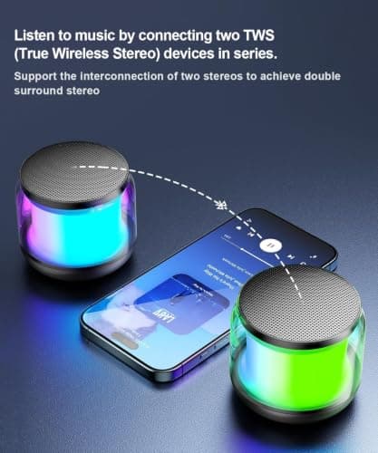 Bluetooth Speaker, Portable Wireless Bluetooth Speaker with Colorful Lights,5-20 Hour Playtime,Bluetooth 5.2 USB C Fast Charge,Mini Speaker with Wireless Stereo Pairing,Gifts for Outdoor, Travel, Home — view 5
