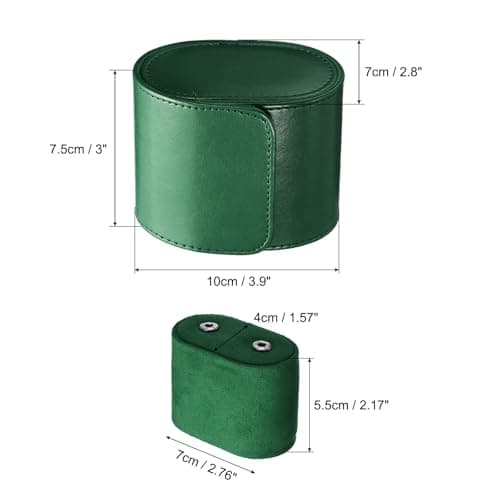 sourcing map Leather Watch Travel Case Single Watch Roll Storage Box Organizer for Men Women Holding Storaging Displaying, 1 Slot, Green — view 2
