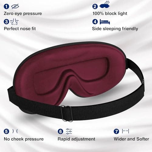 100% Blackout Sleep Mask for Women & Men - Eye Mask - Zero Eye Pressure Eye Mask for Sleeping - Eyelash & Eye Movement Friendly Sleeping Mask with Adjustable Strap - Premium Sleep Mask for Travel — view 2