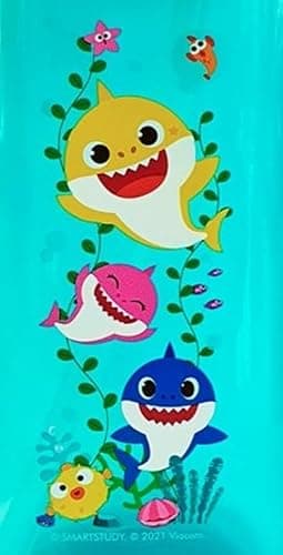 Baby Shark Water Bottle, 6M+ BPA Free 2 Pack 420ml Straw Sipper for Toddlers, Reusable Non Spill Flip Up Yellow Green Kids Lightweight School Nursery Bottle — view 6