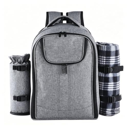 KiBcsLic 4 Person Picnic Set Backpack Two Shoulder Straps Picnic Backpack Complete Outdoor Gear for Camping, Travel