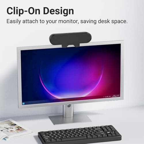 Inwa PC Speaker, USB Monitor Speaker with Clip-On, 10 W with HD Stereo Sound, for PC Monitor, Laptop, Mobile Phone, Desktop, Outdoor, Plug and Play (Black) — view 3