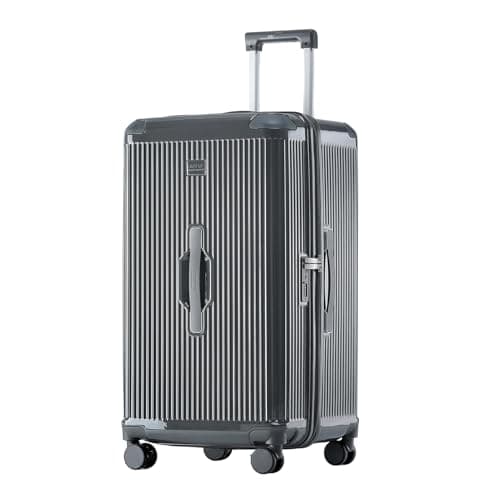 LIGHTGO Series 20/28/30 Inch Aerospace-Grade Hardshell Luggage – Max Capacity with Dual-Brake Silent Wheels (Carbon Rock Gray, 28inch)
