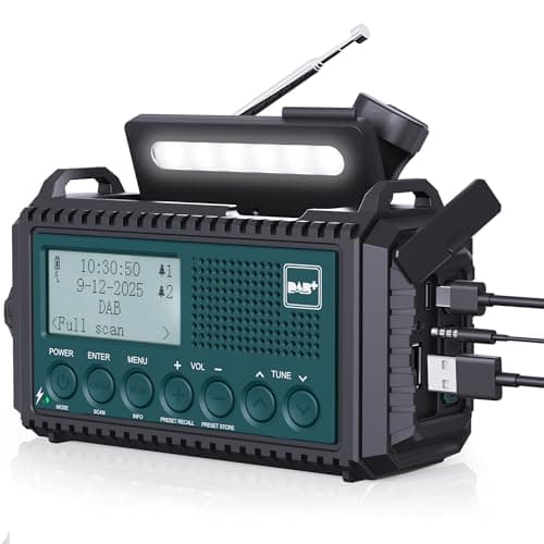 ROCAM Wind Up Solar Radio, DAB/FM Radio with 5000mAh Rechargeable Power Bank, Solar Panel/USB/Hand Crank Charger, Battery Radio Portable, SOS Alarm & Flashlight for Camping Hiking Emergencies (Blue)