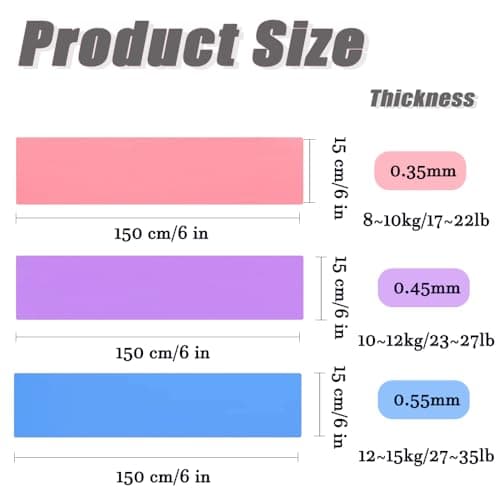 3Pcs Resistance Bands Set, Long Stretch Resistance Exercise Bands with 3 Resistance Levels,Workout Bands for Women Men, for Yoga, Pilates,Gym Strength Training and Physiotherapy (Pink, Purple, Blue) — view 2