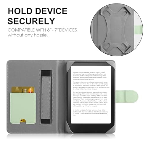 HoYiXi Universal Case for 6.8-7 inch Kindle eReader Compatible with Paperwhite/PocketBook and Tolino/Kobo Clara 2E/Kobo Clara HD,6",6.8" eReader Protective cover Built-in pocket,green — view 2