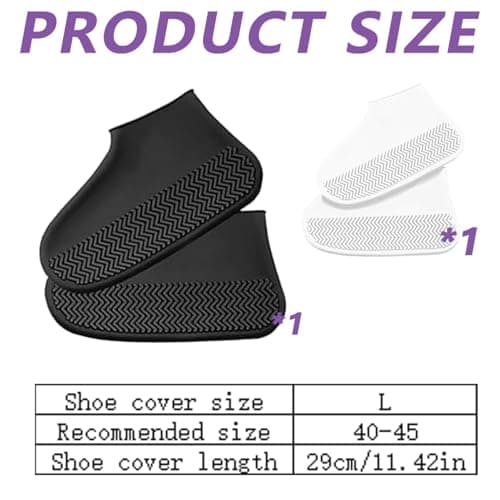 JIANGBINGREN 2 Pairs Reusable Waterproof Shoe Covers, Silicone Overshoes Rain Shoes Cover, Non-Slip Folding Shoe Protector Cover to Prevent Rain from Entering Shoes — view 6