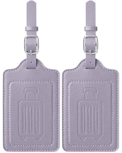 Teskyer 2 Luggage Tags for Suitcases, Travel Essentials, Purple