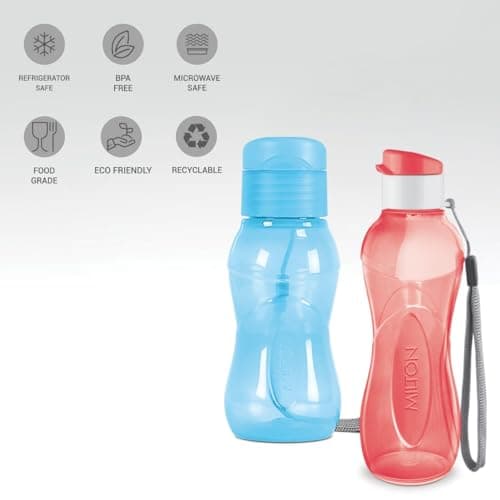 MILTON 4 pack 6 and 12 oz Kids Water Bottle for School Leak Free Flip Lid- Portable Small Sports Water Bottle for Adults Carry Strap Party Favors for Kids Prizes Gifts Goodie Bag Stuffers Bulk Pack — view 3