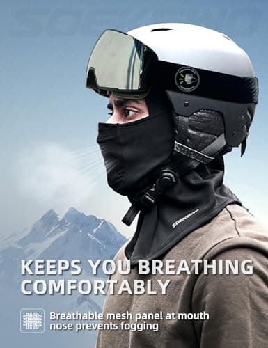 SoeKewo Winter Balaclava Fleece Ski Mask Windproof Breathable Unisex Black — view 5