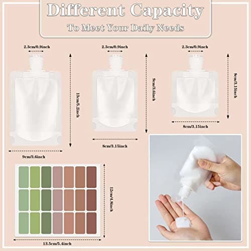 17Pcs Travel Bottles for Toiletries, Travel Containers for Toiletries, Refillable Travel Bottles 100ml Portable Pouches for Liquid with Labels for Lotion Shampoo Face Cream(5ml/30ml/50ml/100ml) — view 2