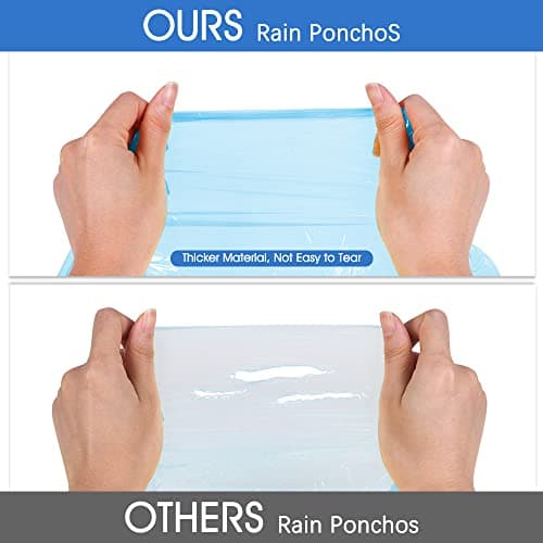 hoinya 4 Pack Disposable Rain Poncho, Waterproof Rain Ponchos for Adults and Kids Family Pack - Emergency Lightweight Raincoat with Hood and Sleeves for Camping Hiking Climbing — view 5