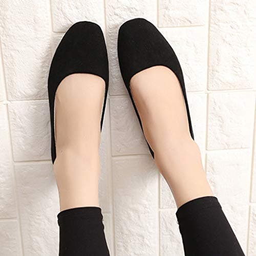 Women's Wide Width Flat Shoes Slip On Loafers Ladies Round Toe Low Top Suede Ballet Shoes Office Classic Dress Flats Lightweight Comfortable Travel Loafers Black — view 5