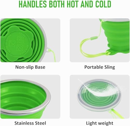 ddLUCK Silicone Foldable Cups, Travel Camping Mug with Plastic Sealing Lid — view 3