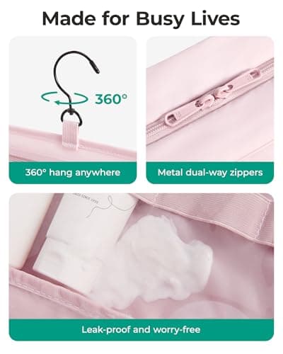 BAGSMART Hanging Travel Toiletry Bag with 360° Hook, Waterproof Wash Bag — view 5