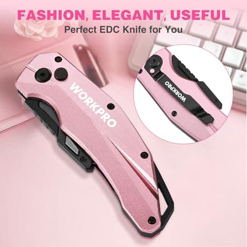 WORKPRO Folding Utility Knife with 10 SK5 Blades, Box Cutter with Belt Clip — view 3
