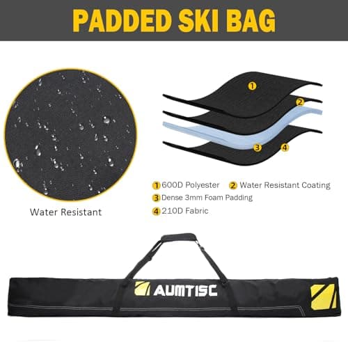 AUMTISC Ski Bag Ski and Boot Bag Combo for 1 Pair of Skis — view 2