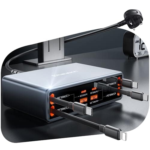 HATALKIN 8-in-1 Retractable Charger, 105W GaN Fast USB Charging Station