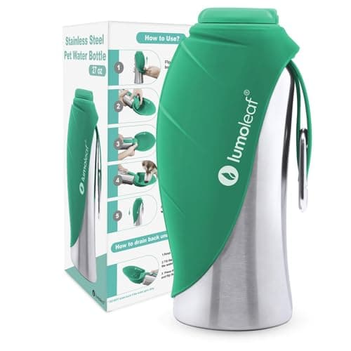 LumoLeaf Portable Dog Water Bottles 800ml, Stainless Steel Pet Travel Water Bottle Dispenser for Walking, Hiking and Outdoor, Portable Water Bowl for Large Dogs (Green)