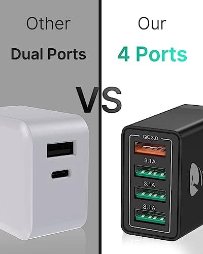 XUDUO 4-Port Fast Charger UK Wall Adapter 33W QC 3.0 Multiport Mains Power Adaptor For iPhone 16 15 14 13 12 11 Pro Max XR XS 8 Plus iPad Samsung — view 6