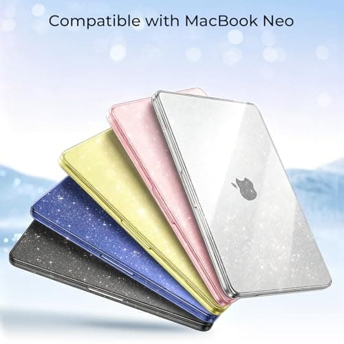 EooCoo for MacBook Neo Case 13 inch 2026 A18-Pro Glitter Crystal Pink — view 3