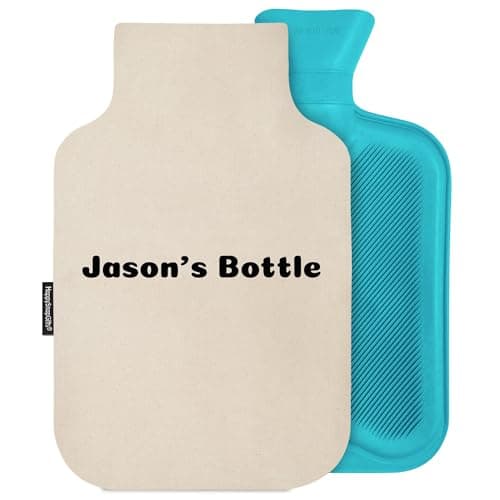 Personalised Hot Water Bottle Cover with Free Rubber Bottle (2L, Organic Cotton - Natural)
