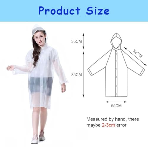 Vicloon Kids Portable Raincoat, 2 Pack Rain Poncho Kids Waterproof with Hoods and Sleeves, Reusable Rain Resistant Poncho for Camping, Emergency Situations, Travel — view 2