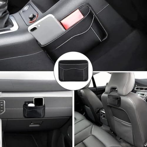 Zpeiran PU Leather Car Side Pocket Organizer,Black Car Seat Gap Filler Organizer,Cars Door Pocket Pouch for Coins,Glasses,Phones,Cards,Keys (Black) — view 6