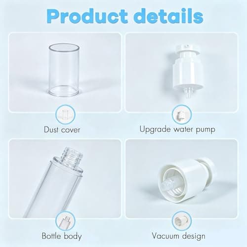 GIVITASOT 1.7OZ/50ML Airless Pump Bottles, 6 Pack Lotion Dispenser Travel Size Pump Bottles, Vacuum Cosmetic Travel Bottle for Lotion, Creams, Foundation, Cosmetic, with Labels, Wooeden Stick — view 3