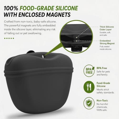AUDWUD Silicone Dog Treat Pouch,Clip on Portable Training Container,Convenient Magnetic Buckle Closing and Waist Clip,No BPA — view 5