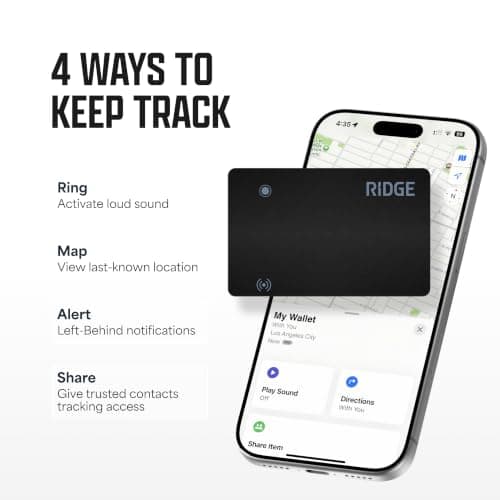Ridge Wallet Tracker Card Compatible with Apple Find My, Slim Tracking Card - Wallet Finder, Item Locator for Luggage Tags, Passports, Phone - MFi Certified, IP68 Water Resistance (w Google) — view 4