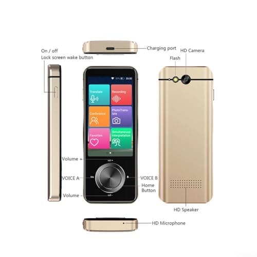 Language Translator Device, M9 for INSTANT Voice Translator, Supports 16 Offline Languages, Touchscreen for INSTANT Two Way Translation for Business, Learning & Travel(Gold) — view 4