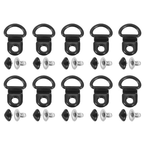 sourcing map 20 Sets Shoelace Hook,Boot Lace Hooks with Rivets Bright Black