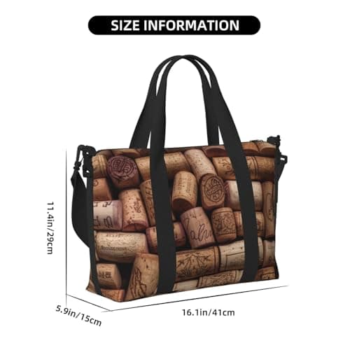 Wine Cork Printed Travel Bag Duffle Bag for Men Women, Large Water Resistant Gym Bag Weekend Holdall Bag with Shoulder Strap — view 2