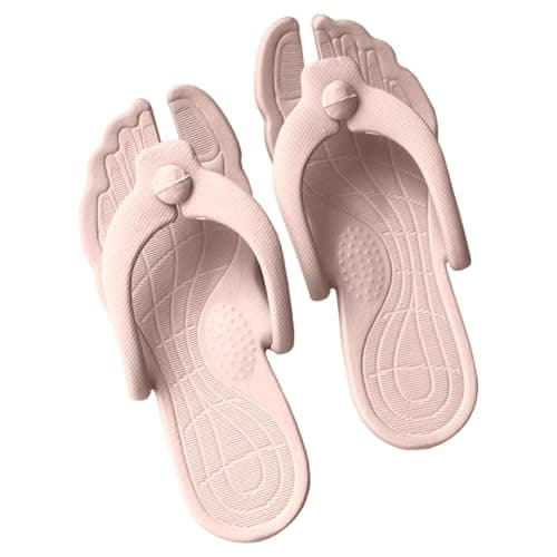 Lightweight Travel Slippers for Women and Men, Quick-Dry Bathroom Slides with Cushioned Sole, Non-Slip Indoor Outdoor Beach Sandals, Foldable Design for Easy Packing(5.5) Pink — view 4