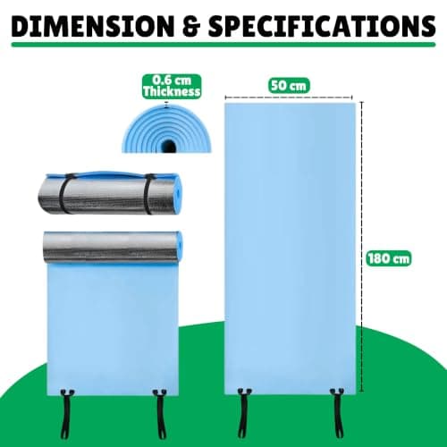 ADEPTNA Heavy Duty Waterproof Roll Up Foil Camping Hiking Mountaineering Picnic Exercises Mat Eva Foam Sleeping Mattress Thermal Insulated – It Keeps Cold And Dampness Away (BLUE) — view 2
