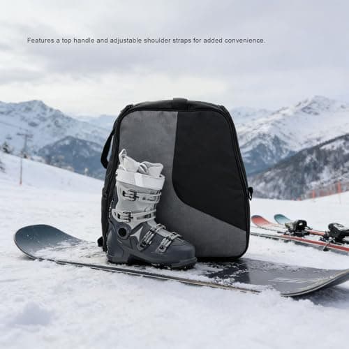XUMIUZIY Durable Ski Boot Bag with Smart Compartment Design for Snowboarding Gear Gray 1 Storage Bag 1 Shoulder Strap — view 4