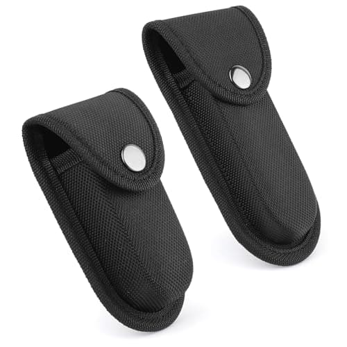 Nexlynk 2 Pcs Nylon Pocket Knife Sheath for 5''-5.5''(14cm) and 4''(11cm) Folding Knife Multitool Pouch with Snap Closure Belt Loop Vertical Carry for Outdoor Hiking Camping Fishing