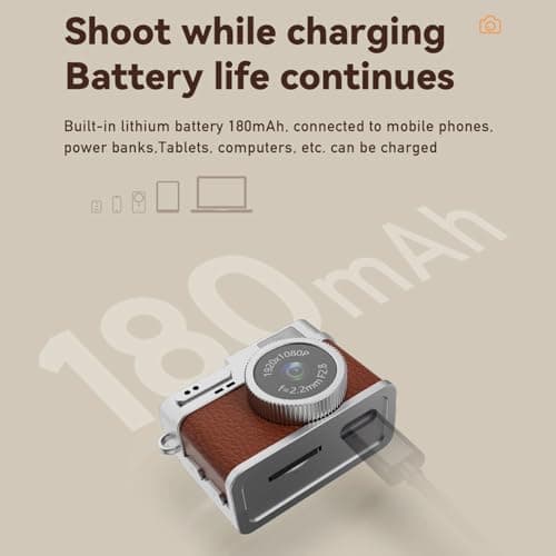 VBESTLIFE Mini Keychain Camera, 1080P 2MP FHD Mini Retro Digital Camera with 0.96inch Screen, LED Fill Light, Pocket Video Recorder, OTG Adapters for Travel (Brown) — view 4