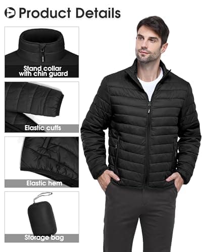 Outdoor Ventures Men's Puffer Jacket Packable Lightweight Quilted Jacket — view 4