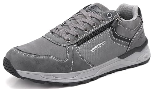 Mens Trainers Casual Shoes with Zip Non Slip Breathable Sneakers Grey