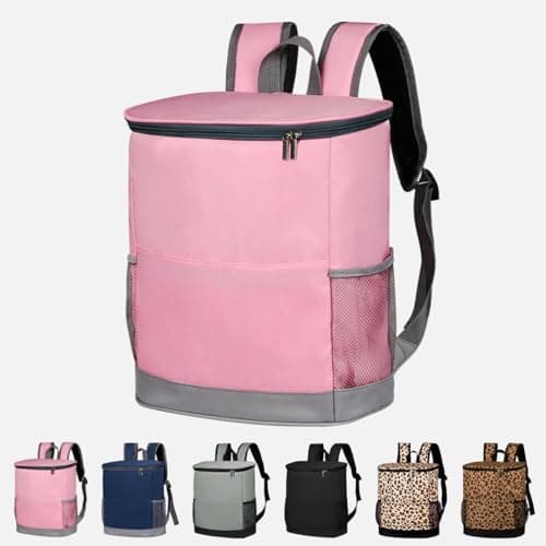 Cooler Backpack Insulated Cooler Bag 24L Backpack Cooler Bag Thermal with Hard Liner, Lightweight Shopping Rucksack Leak-proof Picnic Backpack Perfectly Fit for Beach/Work/Camping/Hiking (Pink)