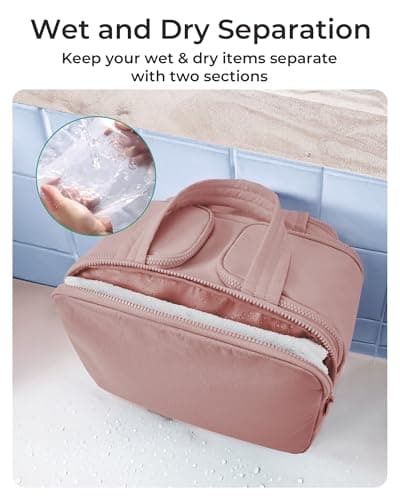 BAGSMART Large Travel Toiletry Makeup Bag, Upright Storage, Brush Pocket — view 4
