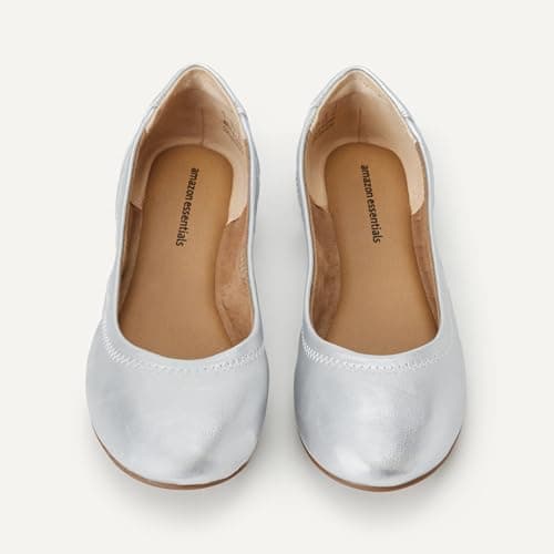 Amazon Essentials Women's Belice Ballet Flat, Silver, 4.5 UK Wide — view 4