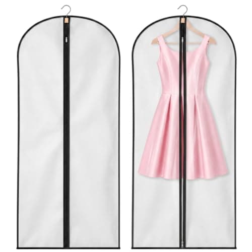 Boyfield 2 Pack Dress Bags - 140x60cm Clothes Storage Bags & Suit Bag Covers for Travel and Garment Protection (Matte White)